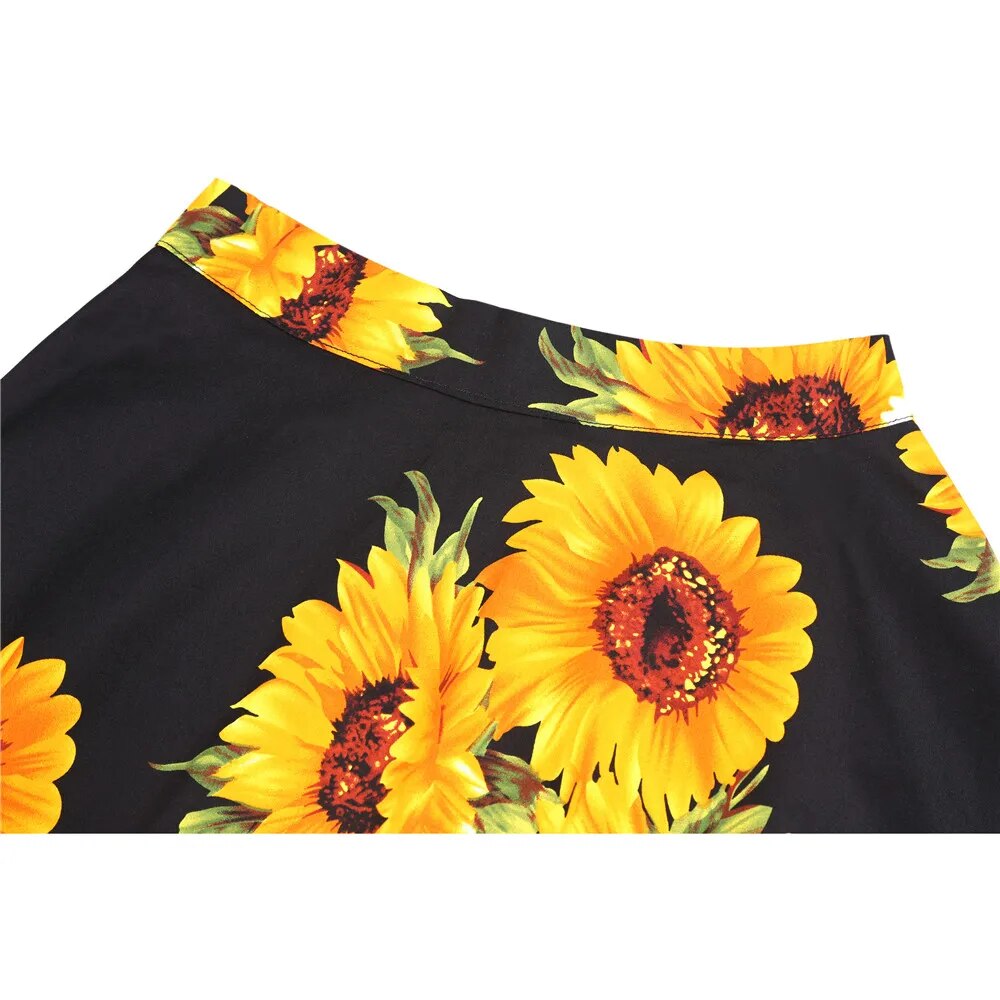 Classic Ladies Floral Pleated Midi Skirts