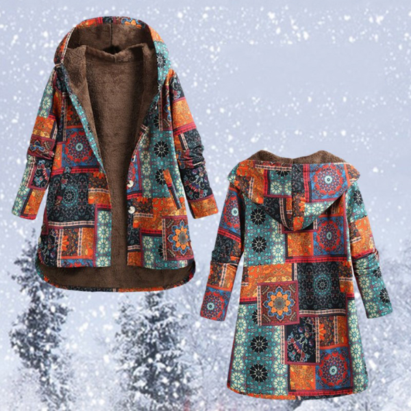 Warm winter coat with print