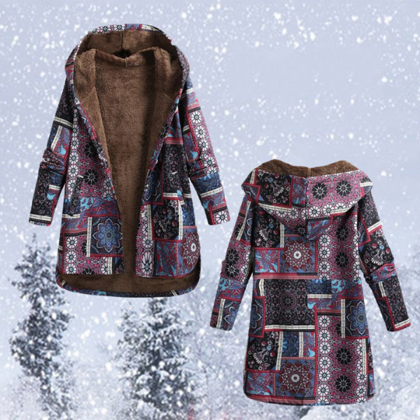 Warm winter coat with print