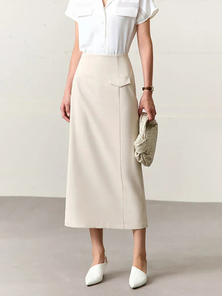 Straight, long skirt with high waist