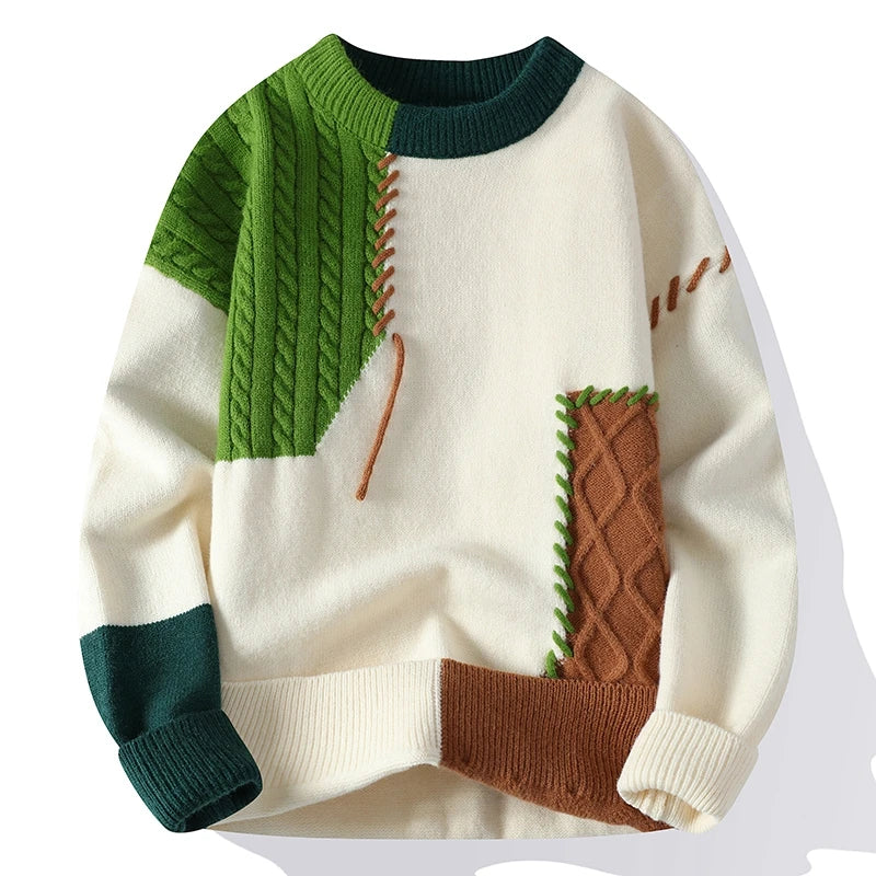 Nancy™ - Cotton Jumper with Crew Neck and Patches