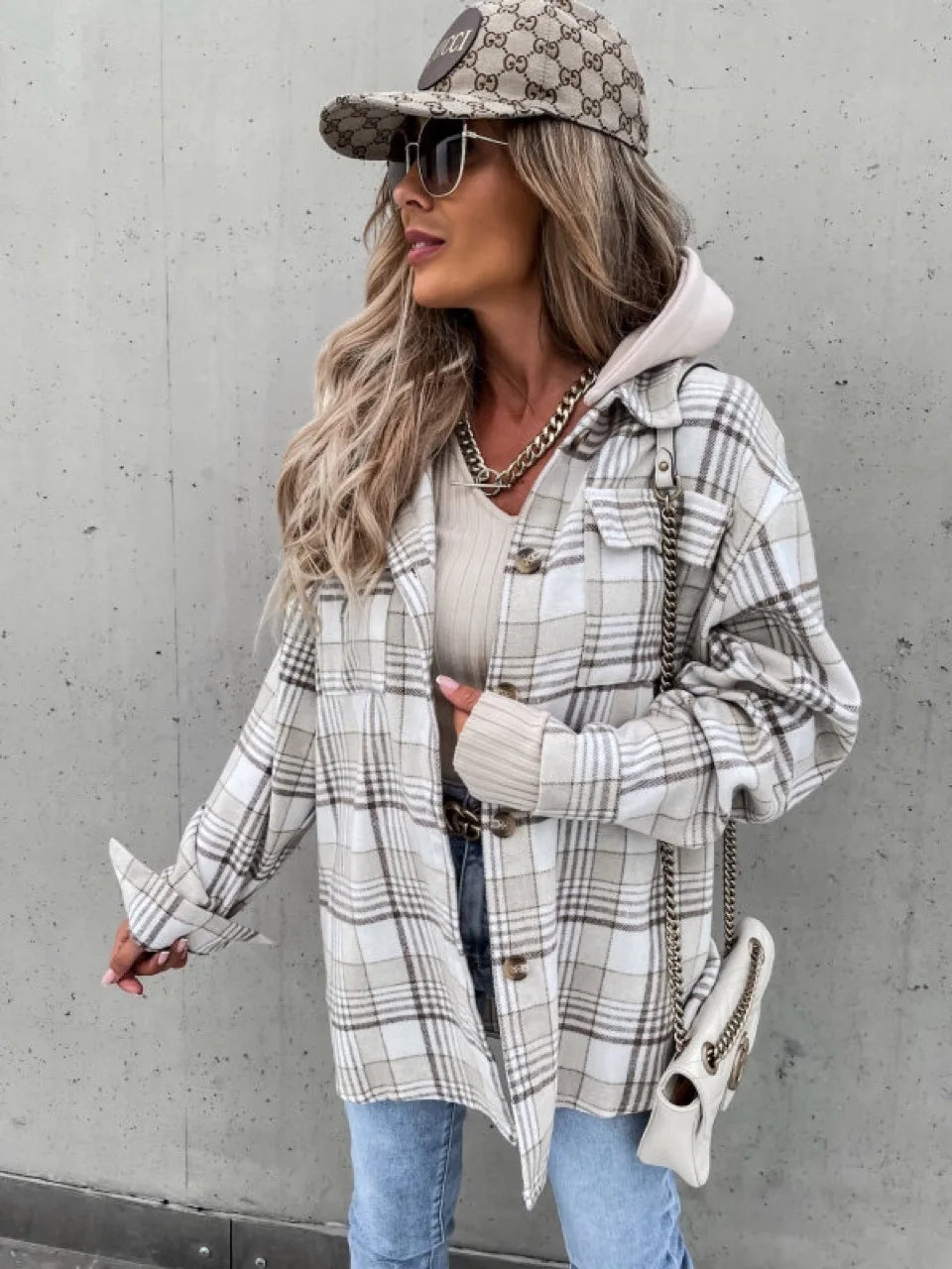 Jeri - Checked hooded jacket