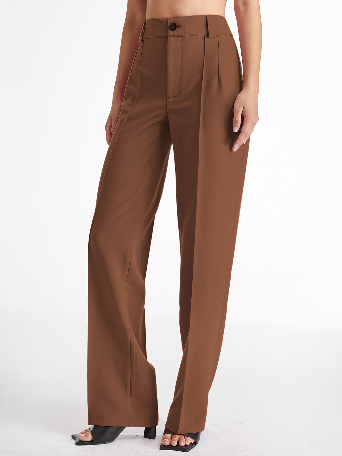 High-waisted pleated trousers