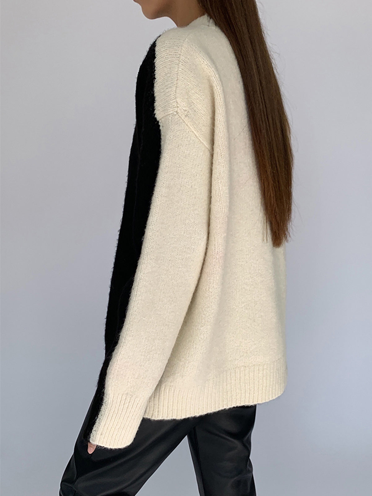 Casual Contrast Color Knit Sweater for women