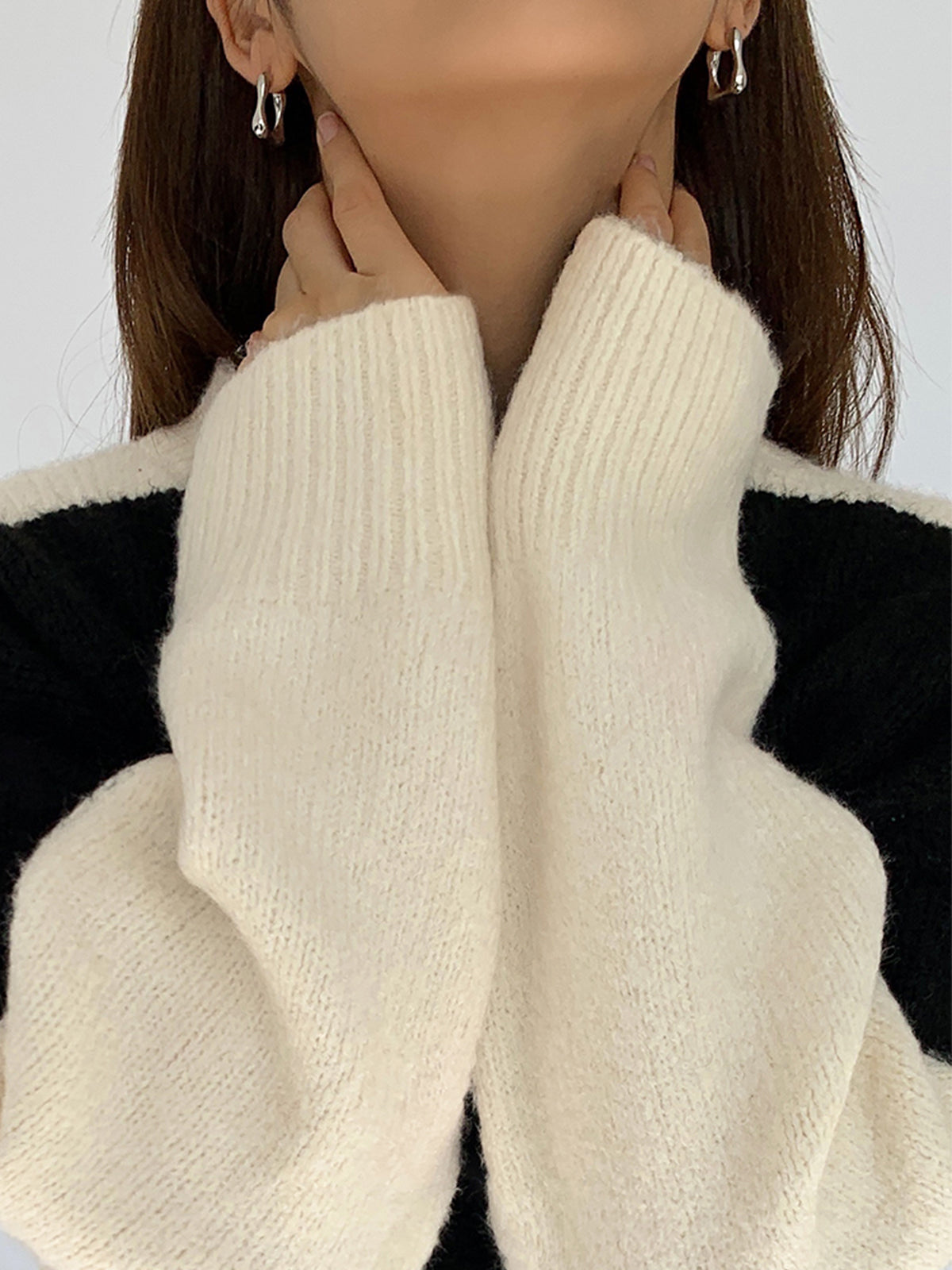 Casual Contrast Color Knit Sweater for women