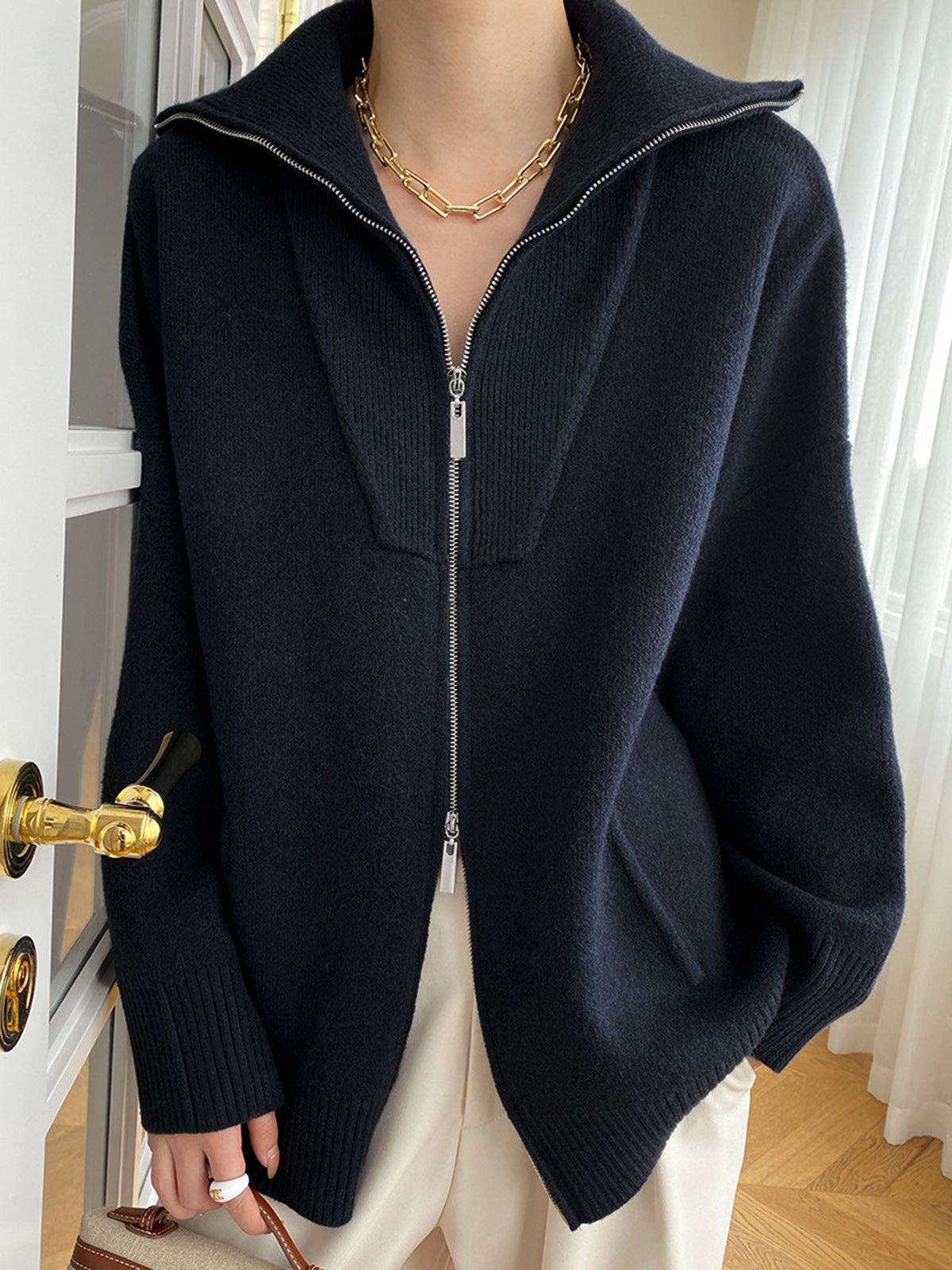 Oversized Open Collar Cardigan