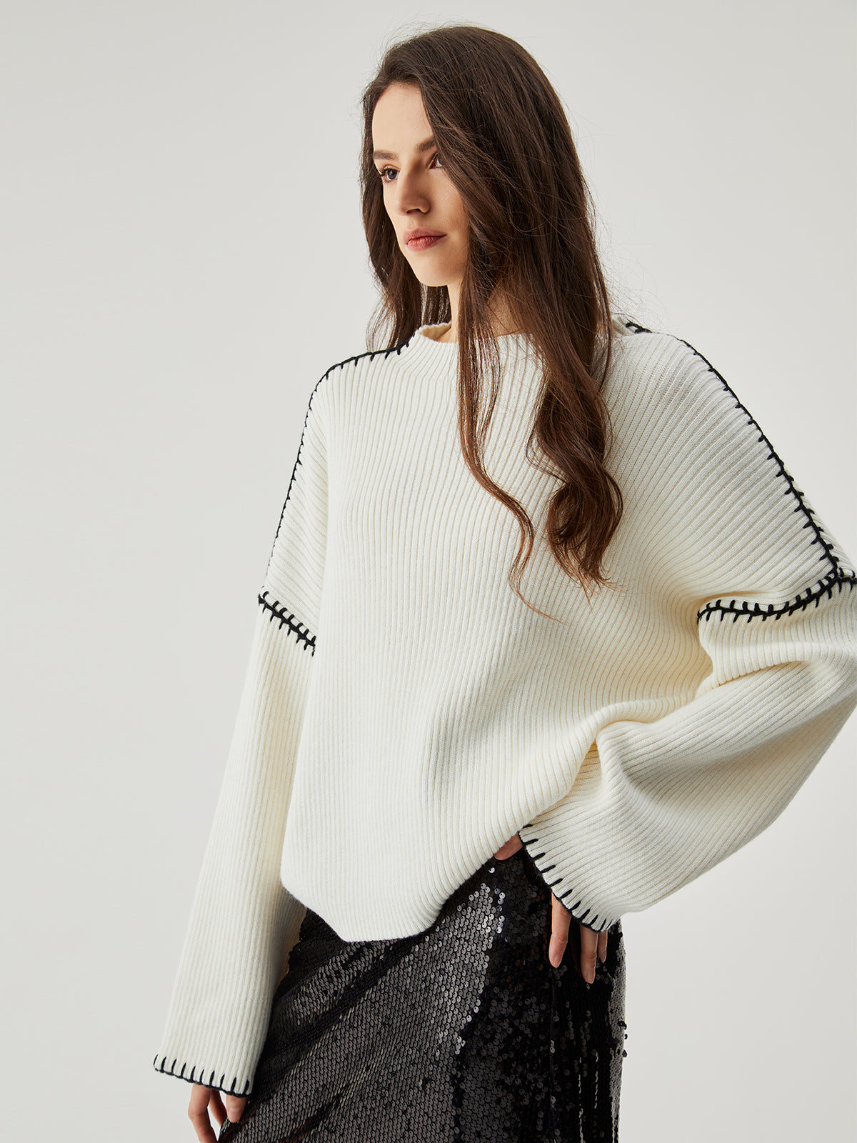 Wool-blend Contrast Trim Sweater