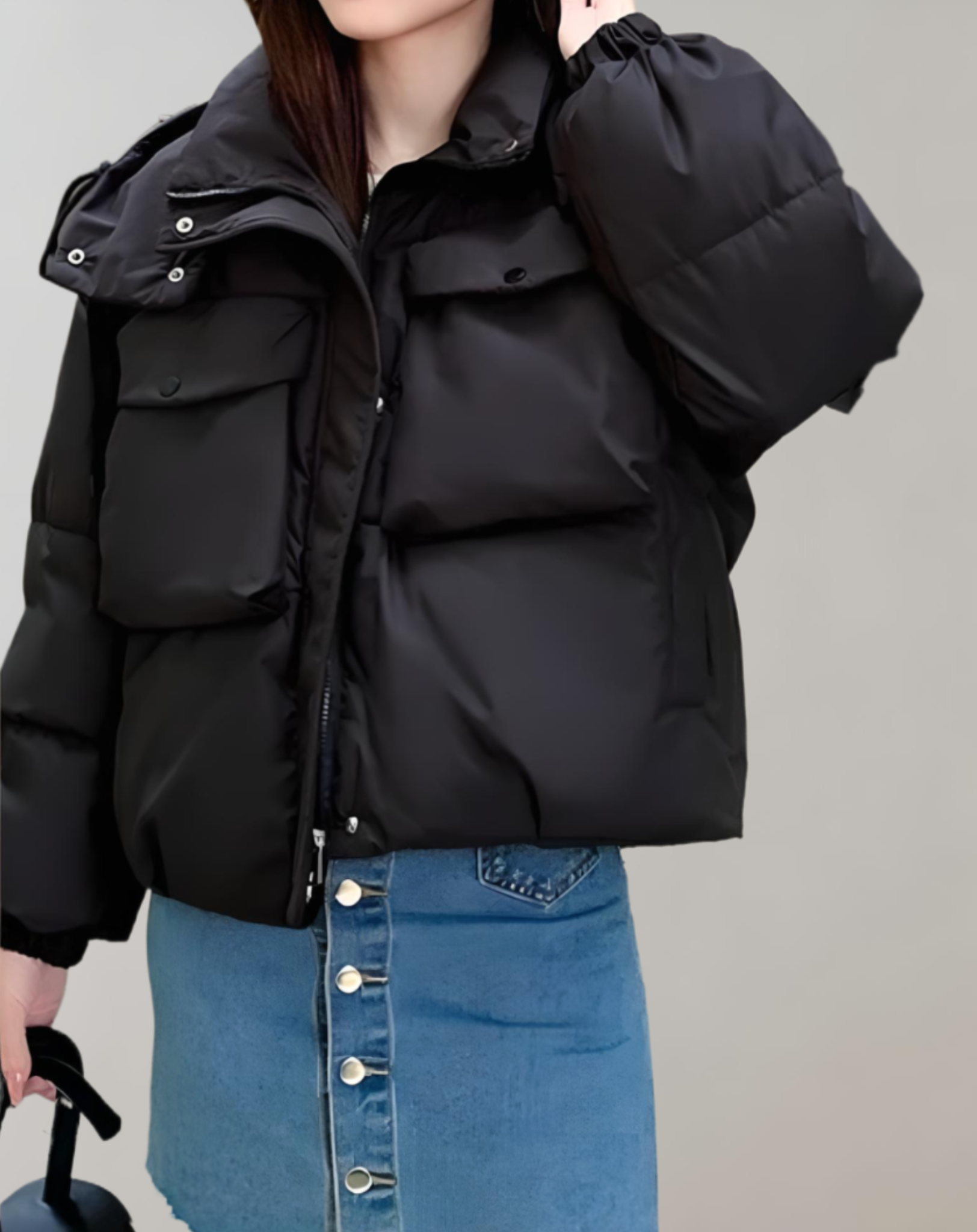 Olivia - Warm quilted puffer winter coat with hood, pockets and zip