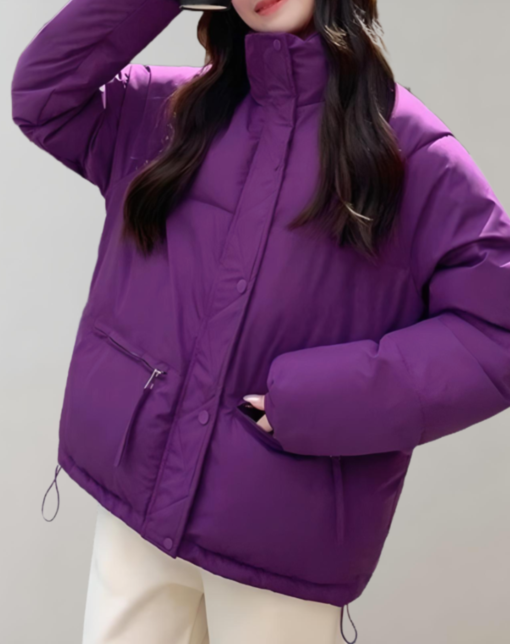 Sophie - Warm and thick puffer down jacket with high neck and zip closure