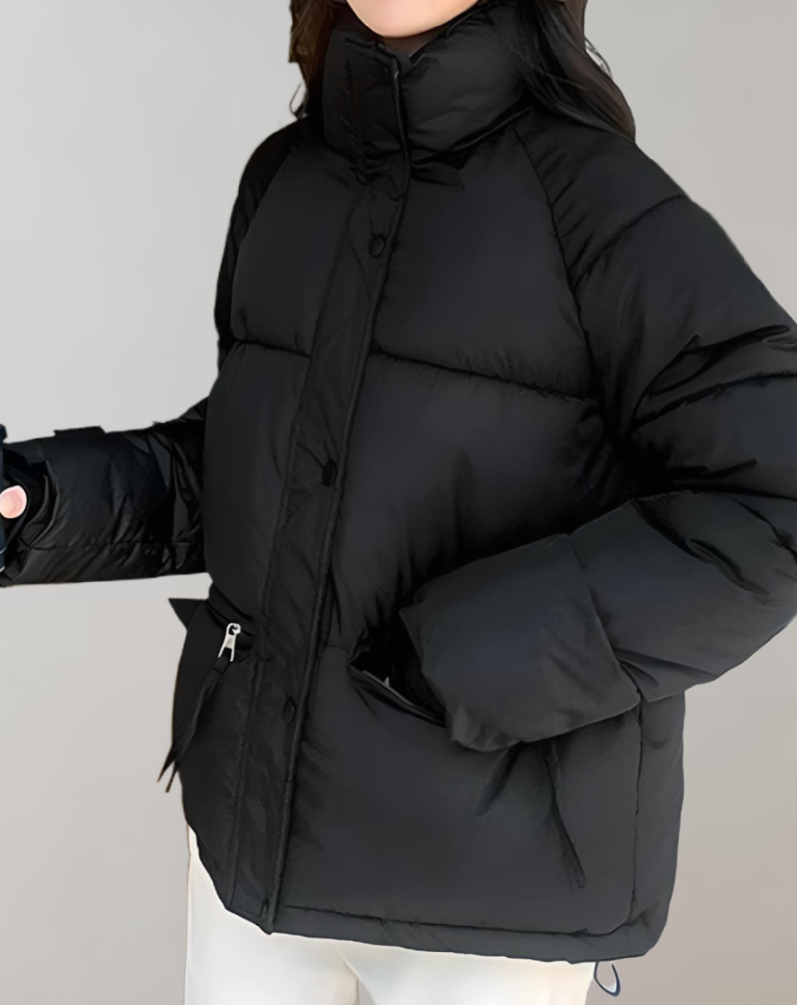 Sophie - Warm and thick puffer down jacket with high neck and zip closure