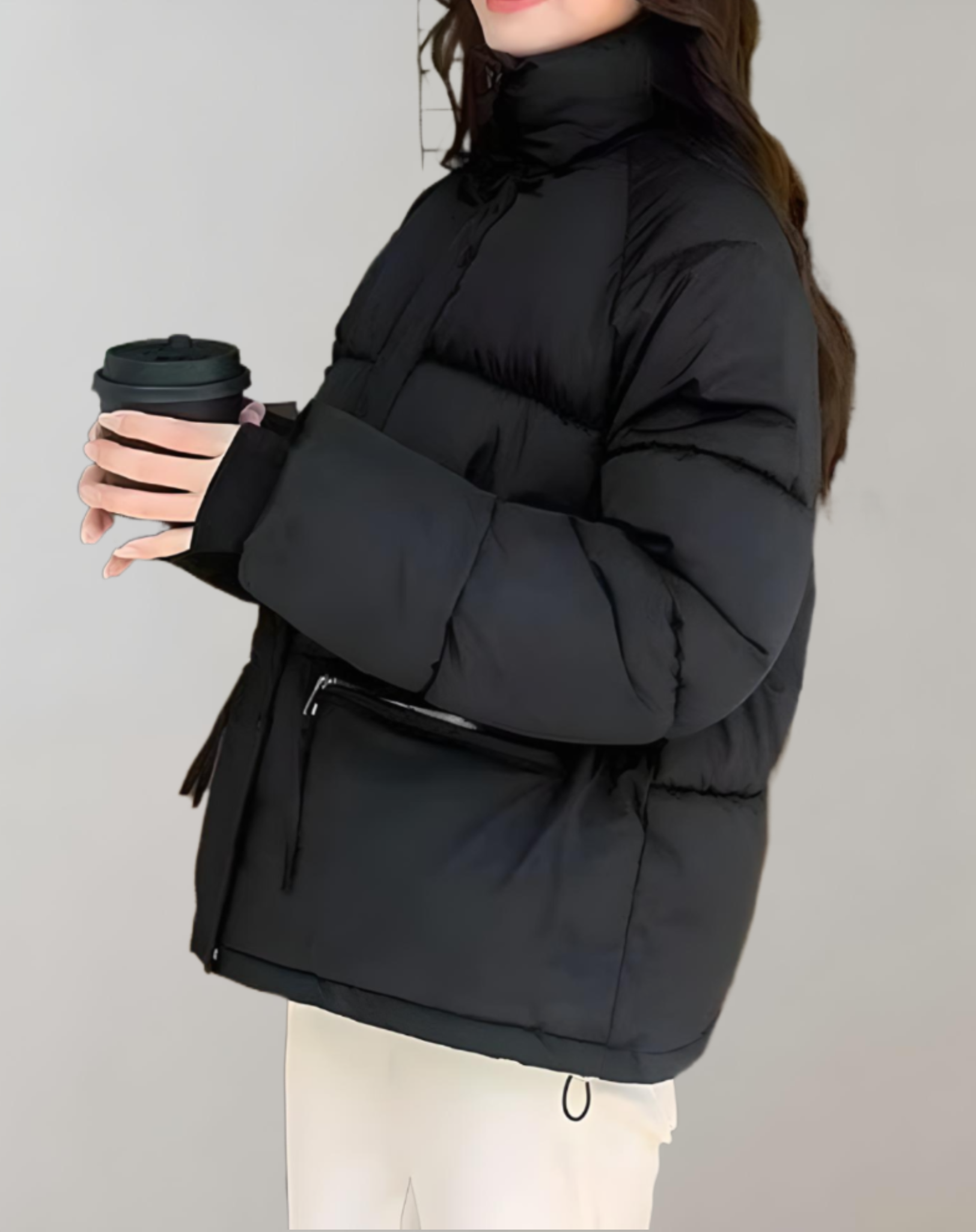 Sophie - Warm and thick puffer down jacket with high neck and zip closure