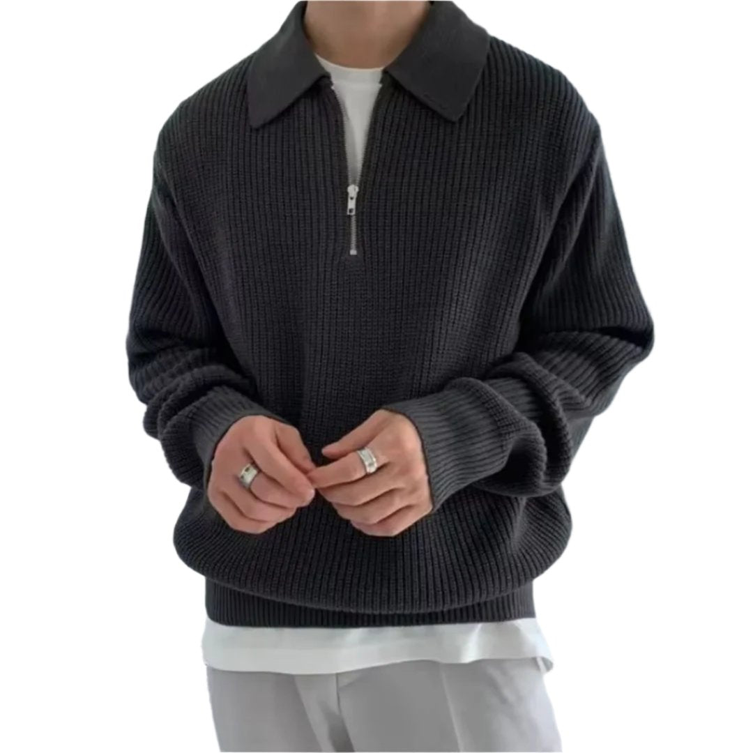 Men's Japanese Style Half-Zip Sweater