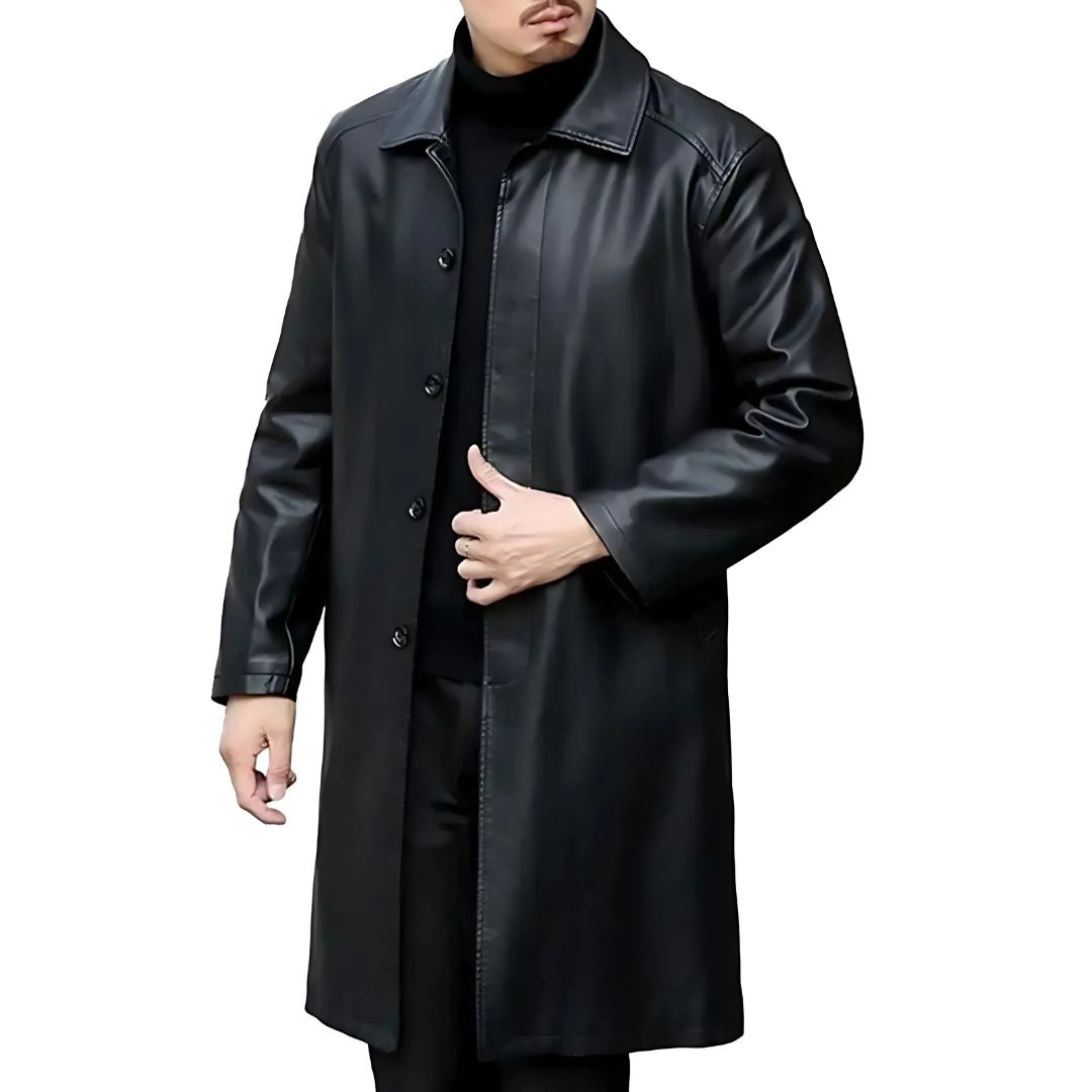 Men's Faux Leather Windbreaker Jacket