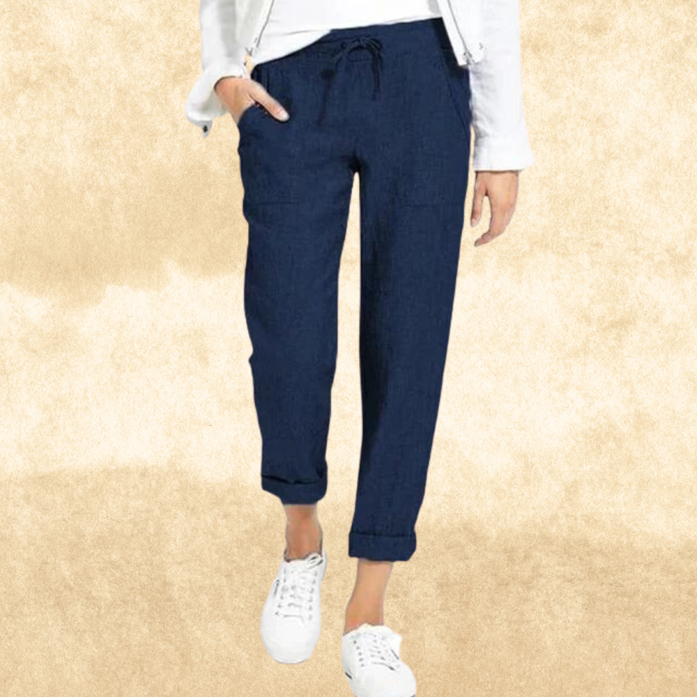 Loose trousers with drawstring