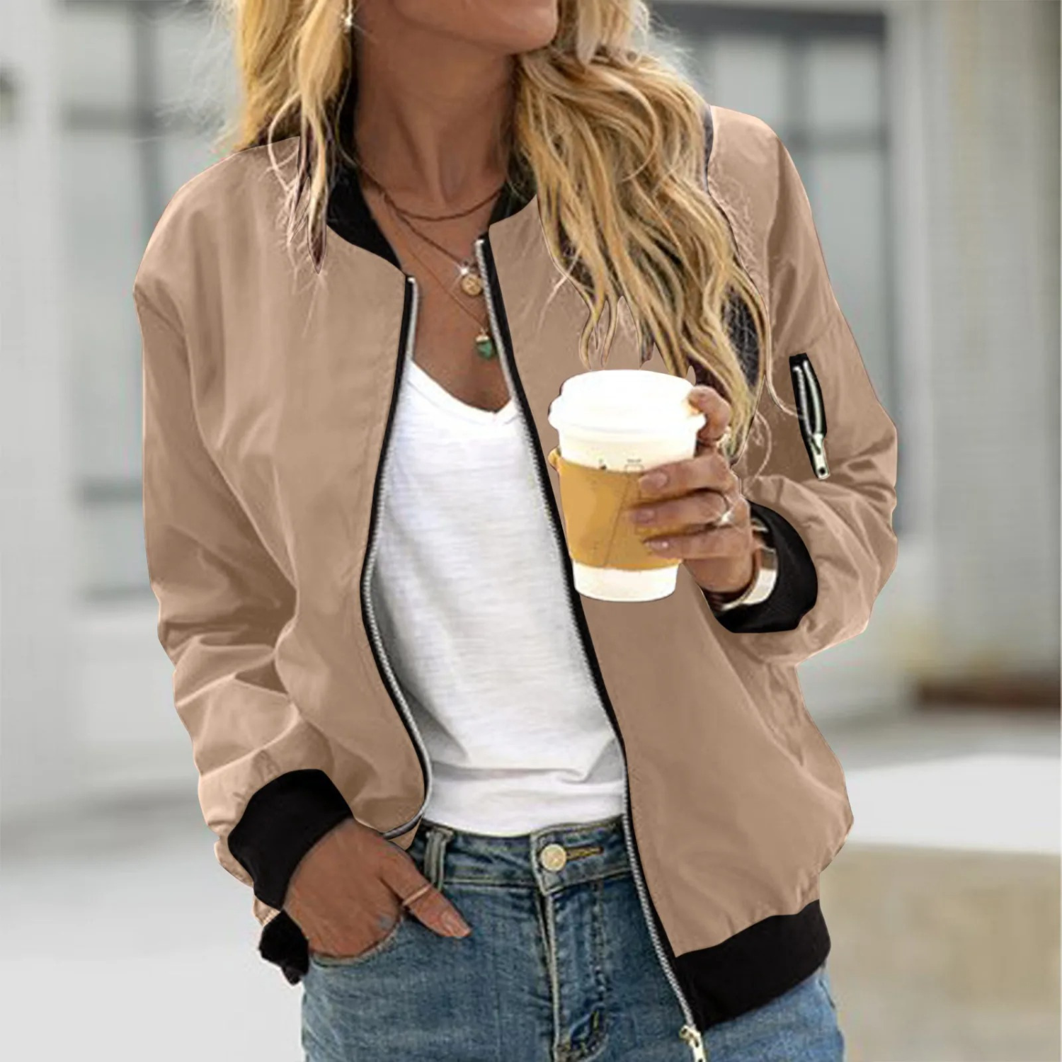 Summer jacket with zip for women