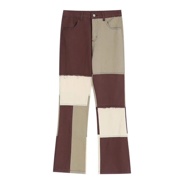 Two-coloured trousers with straight cut and panels