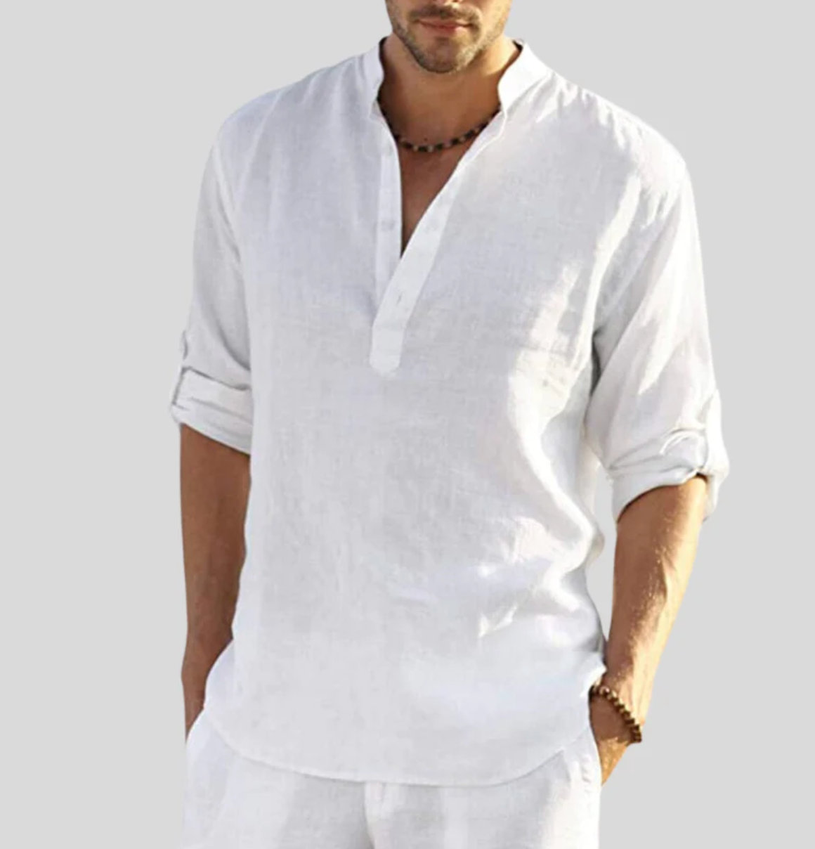 Elegant linen shirt with collar