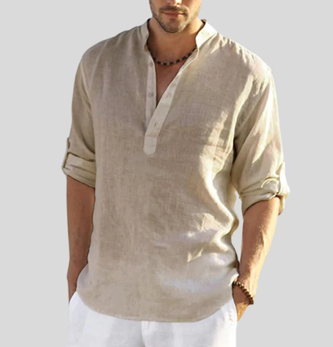 Elegant linen shirt with collar