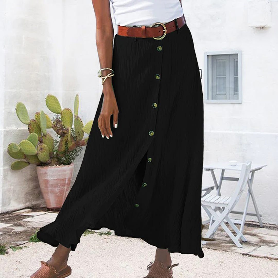 Maxi skirt with button placket