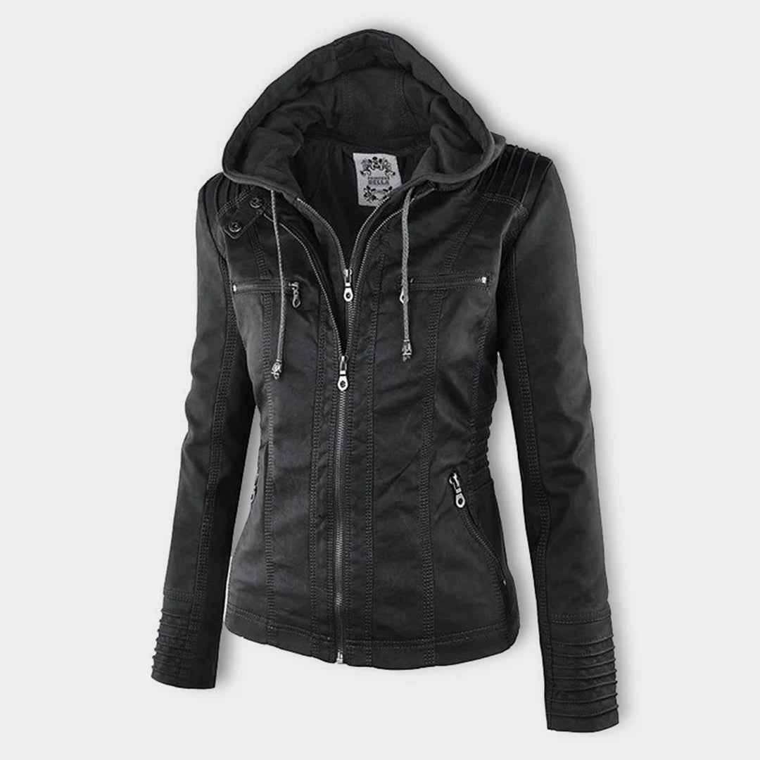 Hooded Leather Jacket for women