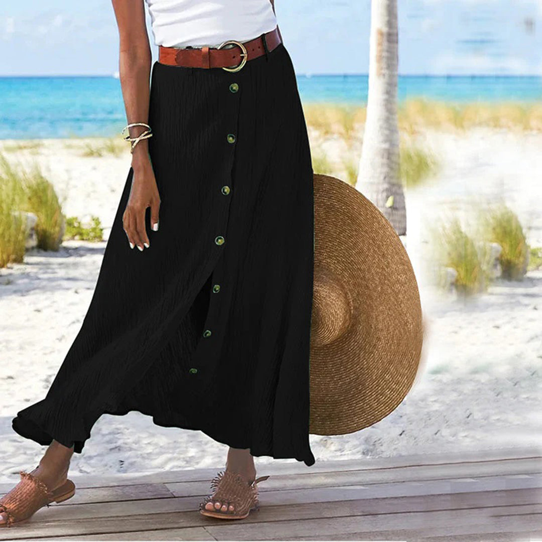 Maxi skirt with button placket