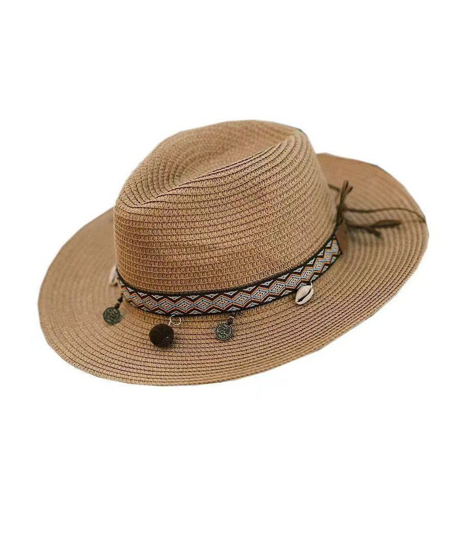 Bohemian Style Holiday Straw Woven Beach Cowboy Hat