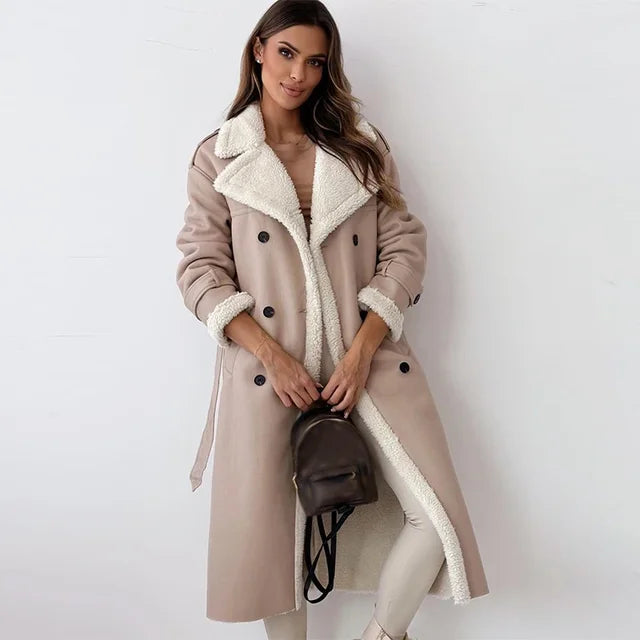 Alwinal | Long Button Down Trench Coat for Women