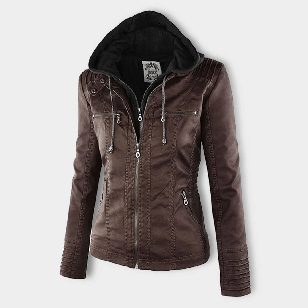 Hooded Leather Jacket for women