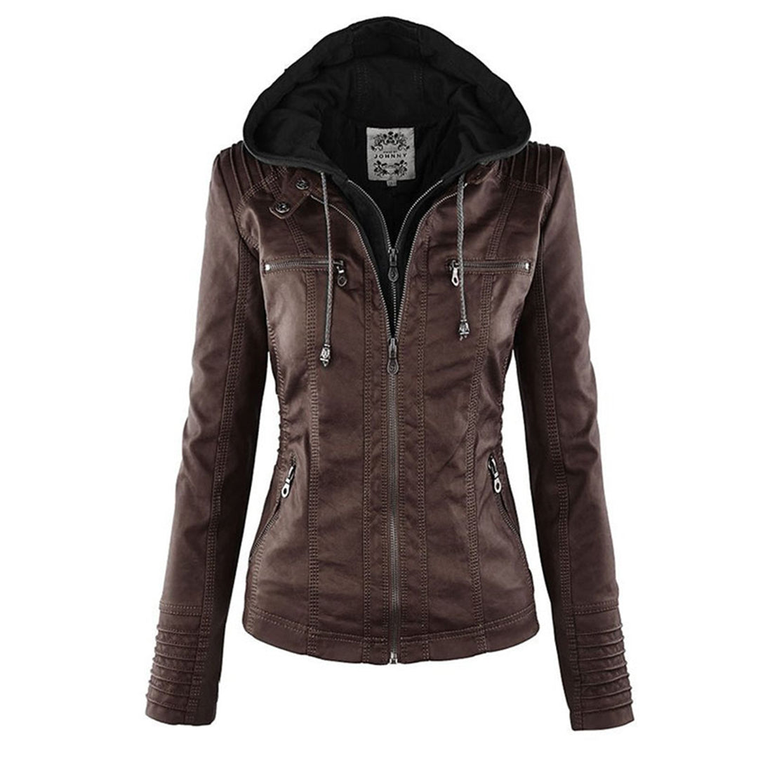 Hooded Leather Jacket for women