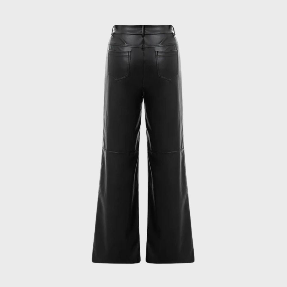 Straight cut leather trousers