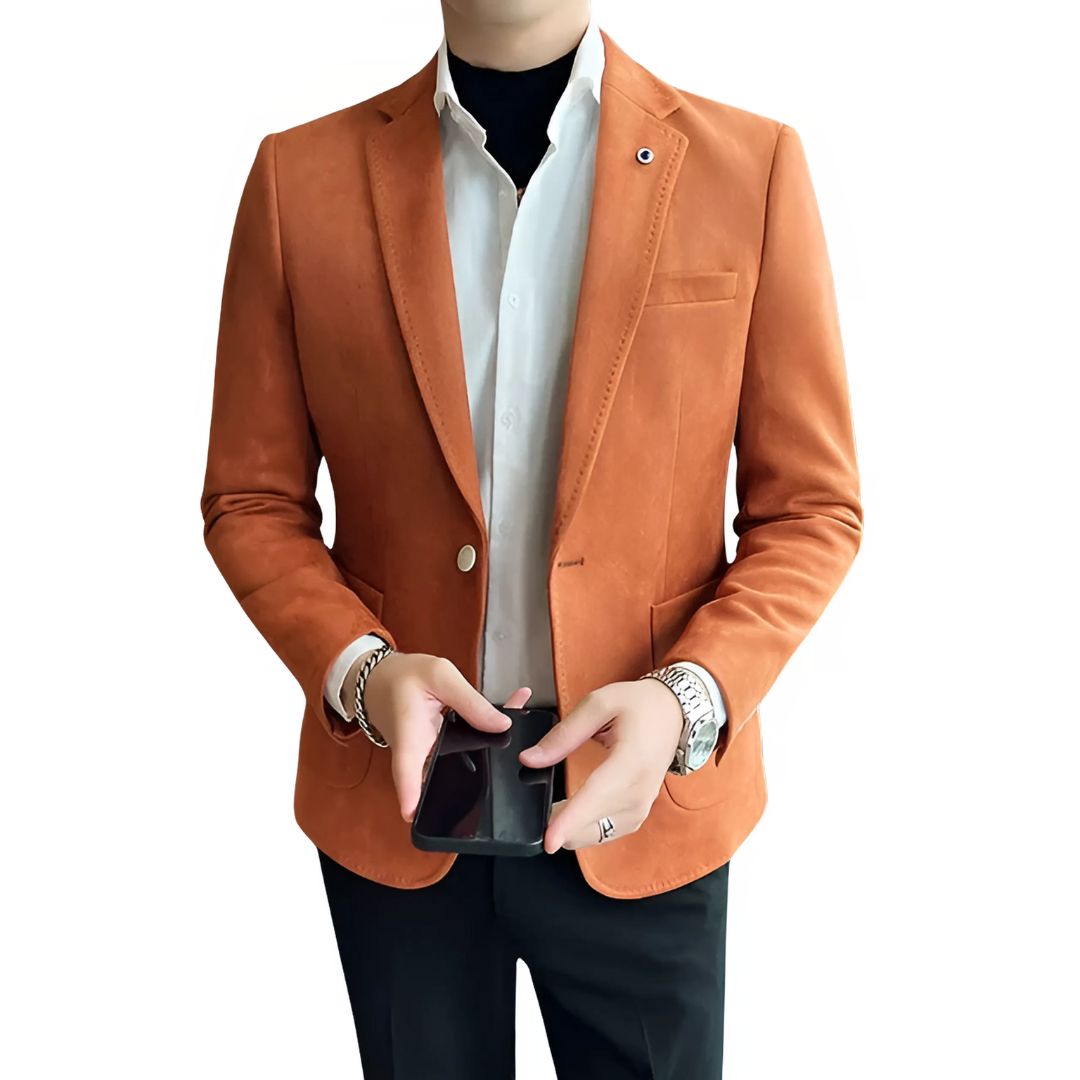 Men's Slim Fit Deerskin Velvet Blazer