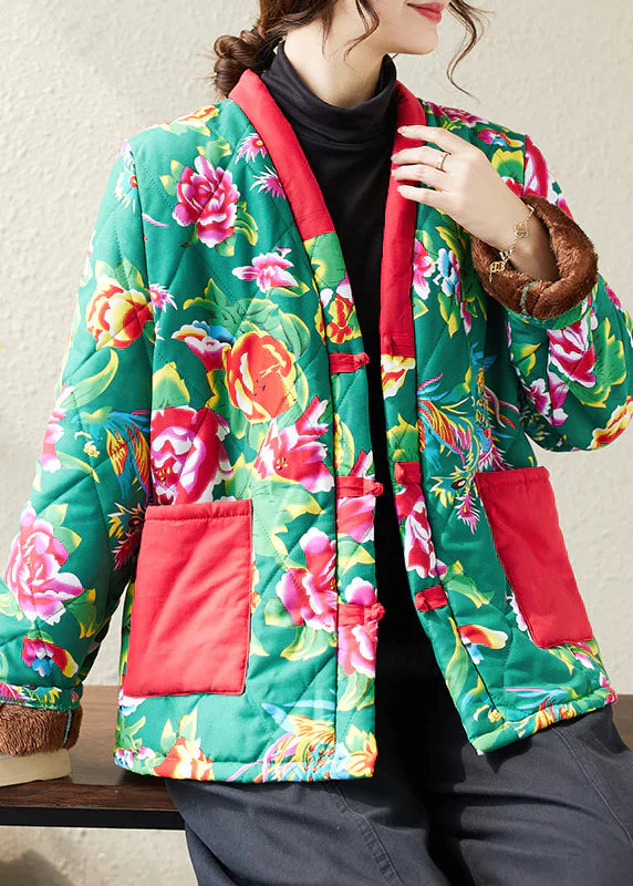 Jacket with cotton filling and boho print