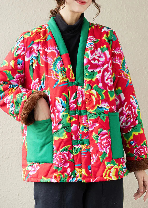 Jacket with cotton filling and boho print