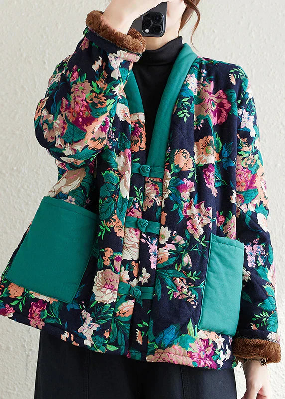 Jacket with cotton filling and boho print