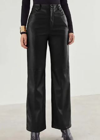 High-waisted Faux Leather Pants