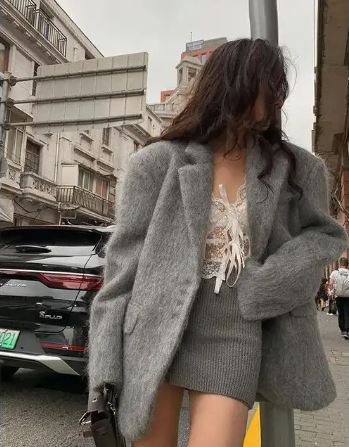 Wool plush coat