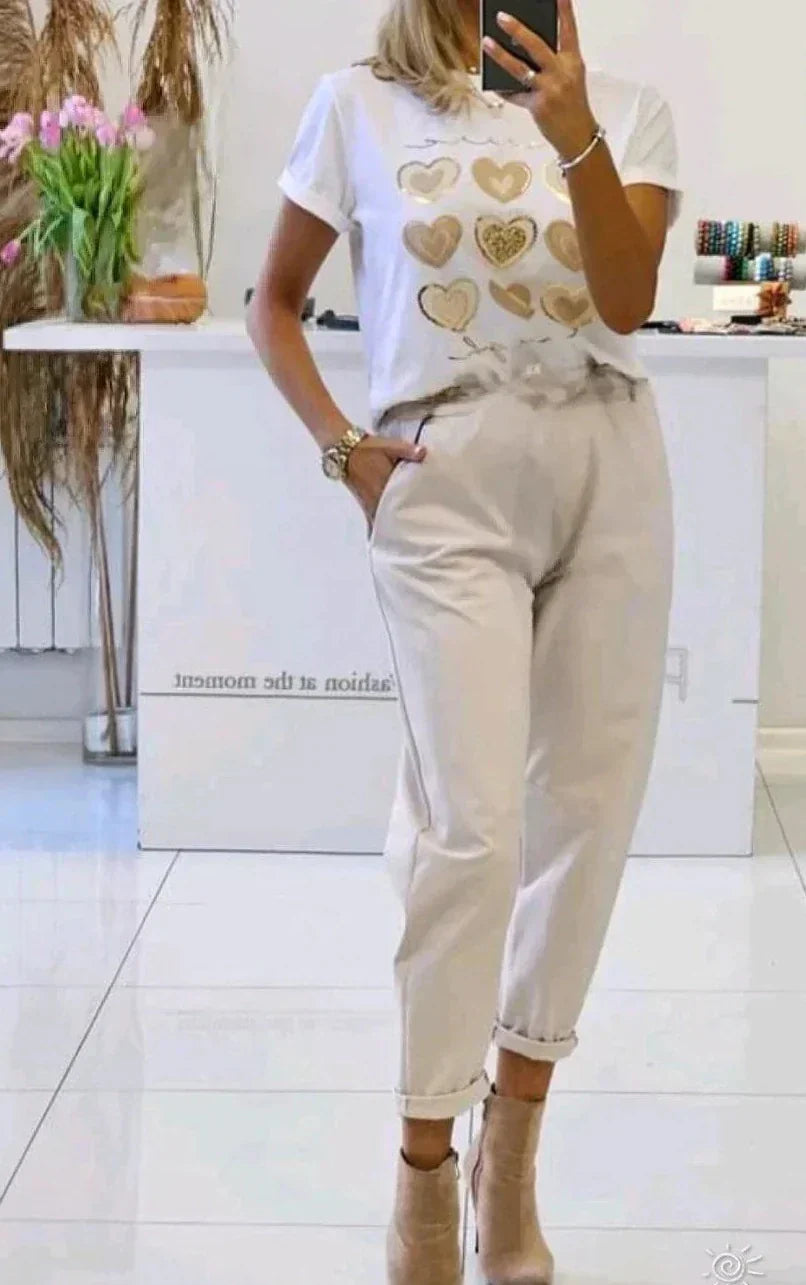 Casual Beige Trousers For Women