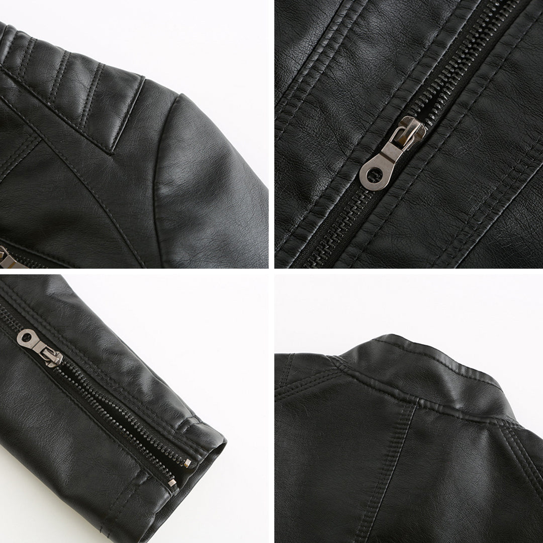 Stylish quilted leather jacket with zip