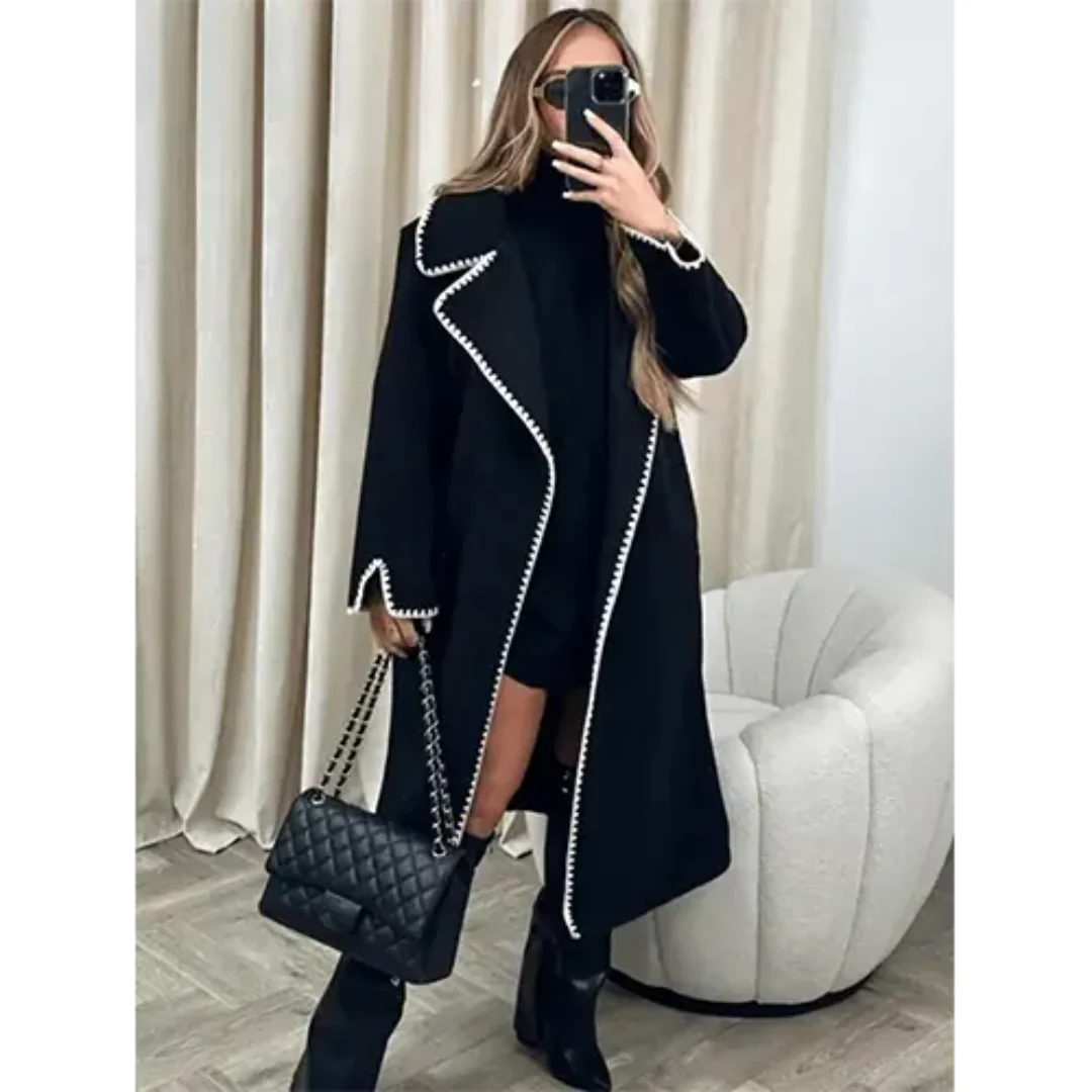 Jedah | Elegant Winter Lapel Collar Long Coat For Women