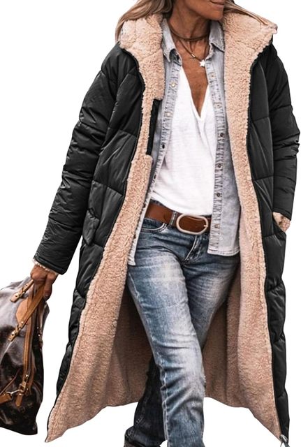 Michaela - long hooded plush coat