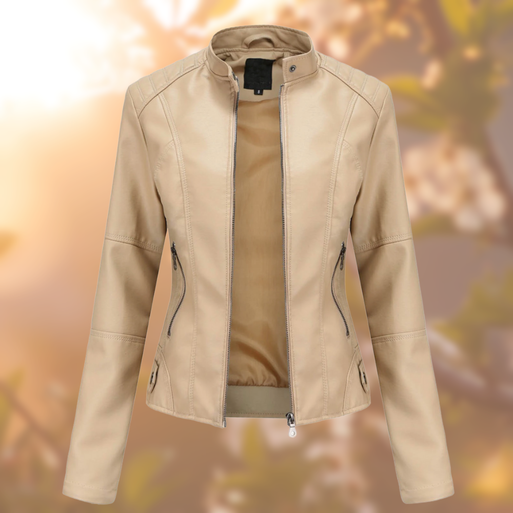 Cara™ - Biker-Style Leather Jacket for Women