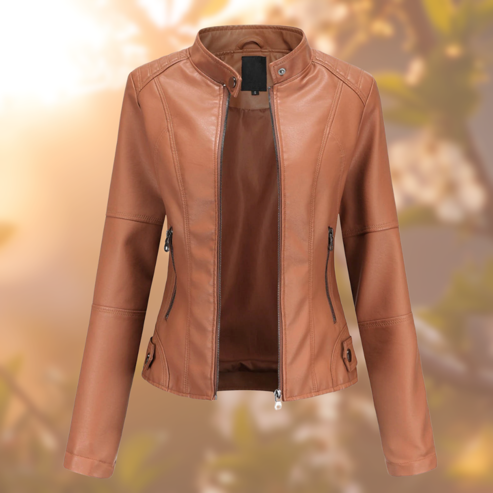 Cara™ - Biker-Style Leather Jacket for Women