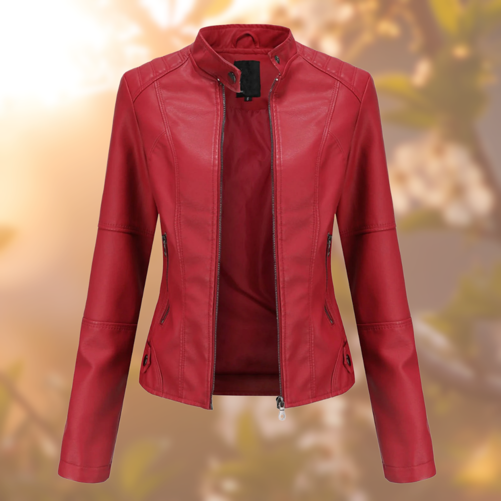 Cara™ - Biker-Style Leather Jacket for Women