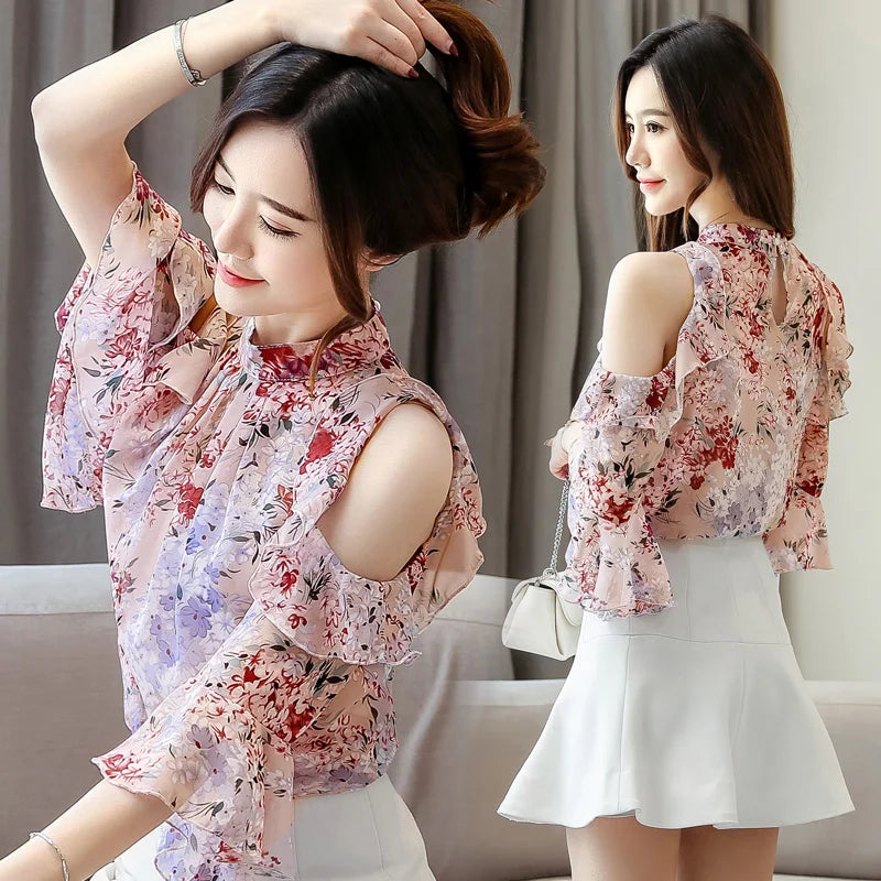 Chiffon blouse with butterfly sleeves