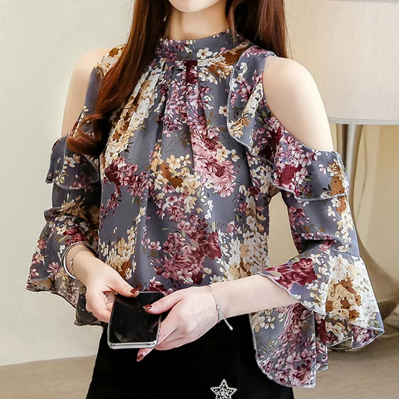 Chiffon blouse with butterfly sleeves