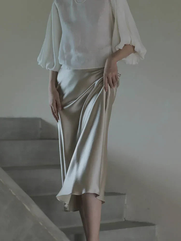 Satin silk skirt