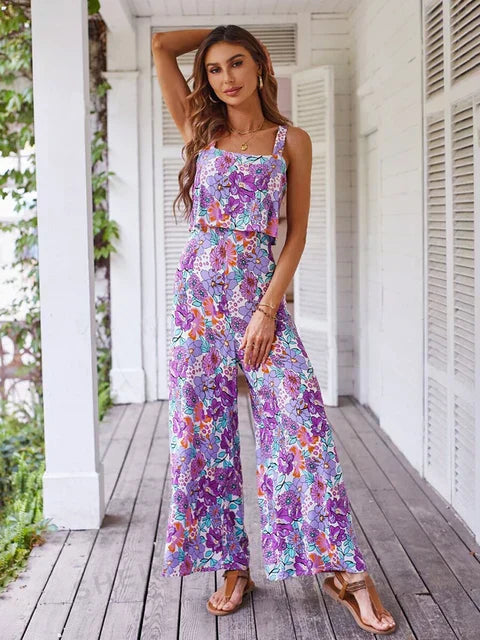 Breanna - Jumpsuit with wide legs and flowers