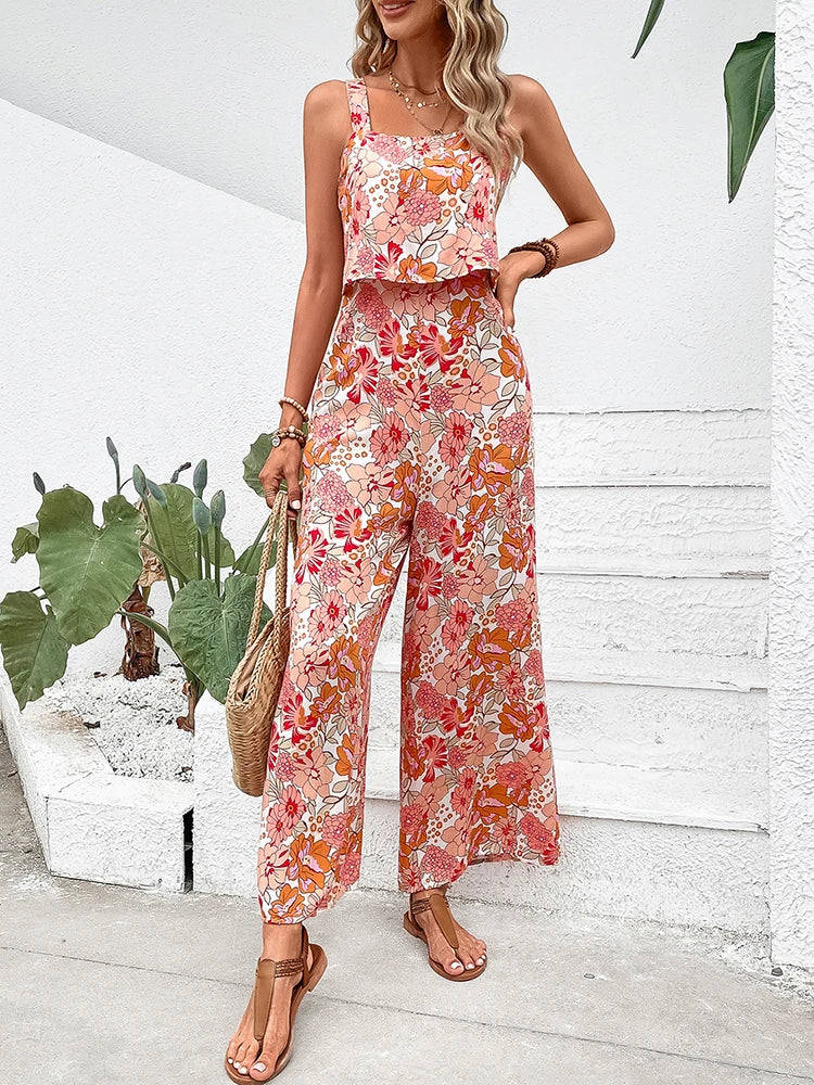 Breanna - Jumpsuit with wide legs and flowers