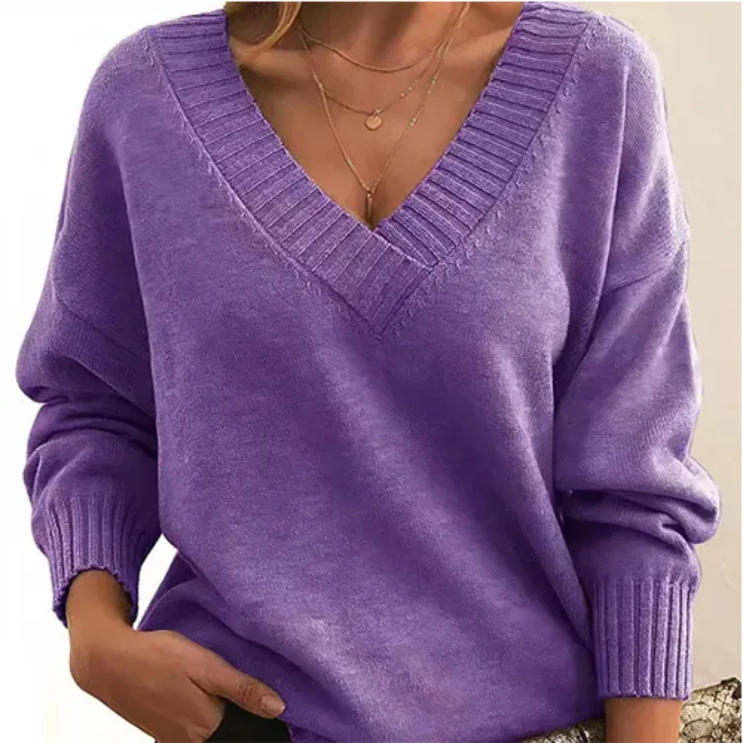 Emryna | Warm V Neck Knitted Sweater for Women