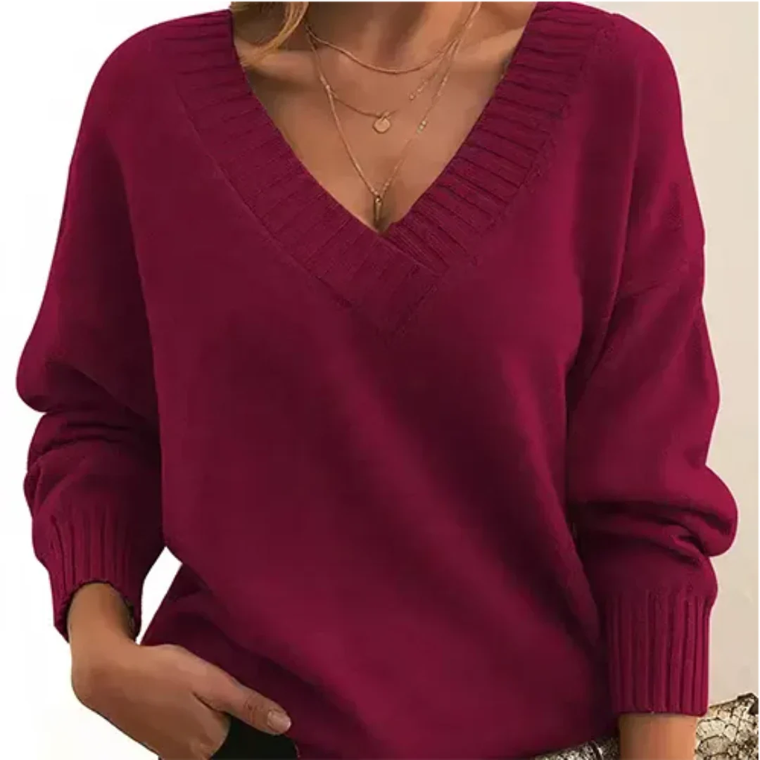 Emryna | Warm V Neck Knitted Sweater for Women